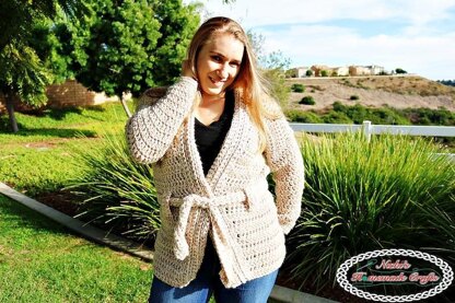 Chunky Belted Crochet Cardigan