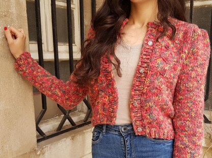 Puffed Butterfly Cropped Cardigan