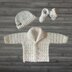 Corbin Newborn Cardigan Hat and Booties Set