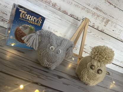 Owls x 2 Designs Chocolate Orange Cover Knitting Patterns