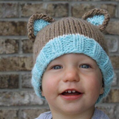 Bulky Weight Knit Bear Beanie