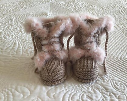 Baby Brown  Fur Trim Booties