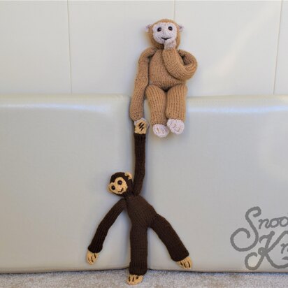 Hanging Monkey Chimpanzee Toy Two Sizes Knitting Pattern Snoo's Knits – Pattern Only