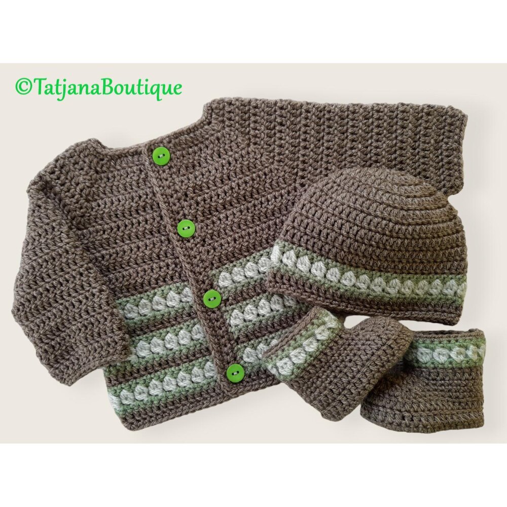 Baby Hat Cardigan and Booties 0 3 months Crochet pattern by TatjanaBoutique LoveCrafts