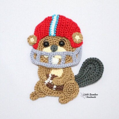 Beaver Playing Rugby Applique