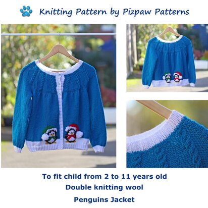 Penguins Jacket Knitting Pattern (no 120) to fit child 2-11 years old