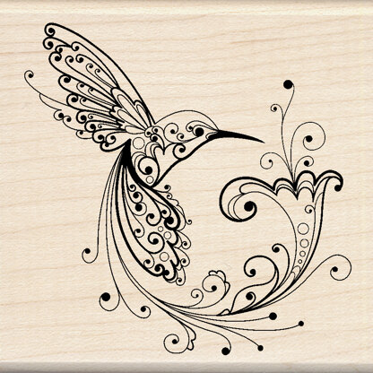 Inkadinkado Mounted Rubber Stamp 3"X3" - Hummingbird