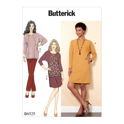 Butterick Misses' Knit Dress and Tunic, Skirt, and Pants B6525 - Sewing Pattern