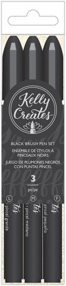 American Crafts Kelly Creates Black Brush Pen Set 3/Pkg - Fine, Medium & Bold