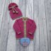 Ashe Baby cardigan, hat, booties & mitts knitting pattern newborn 16 inch chest.