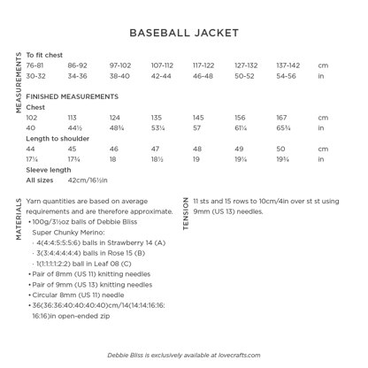 Debbie bliss baseball hot sale jacket pattern