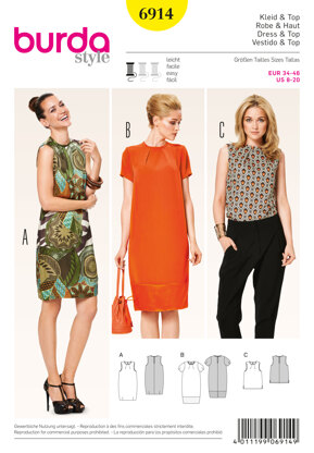 Burda Style Dresses Sewing Pattern B6914 - Paper Pattern, Size 8-20 (34-46)