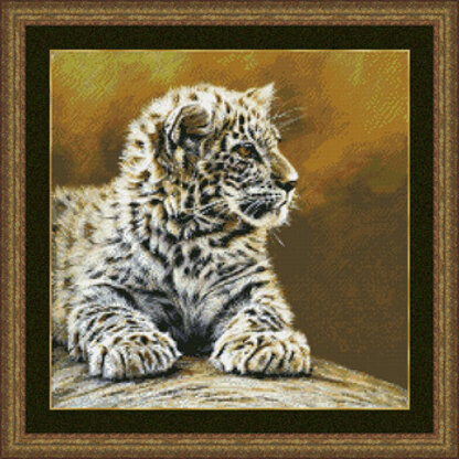 Kustom Krafts Leopard Cub Cross Stitch Kit - 35.5cm x 35.5cm