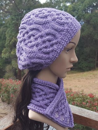 Sapphire - cabled beanie and neck scarf