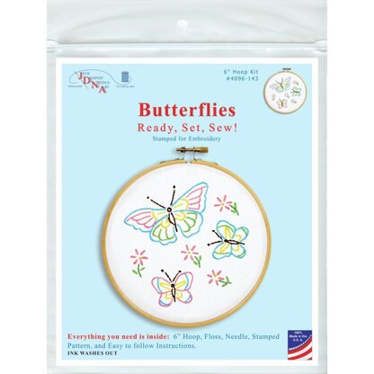 Jack Dempsey Stamped Hoop Kits - Fluttering Butterflies - 6in