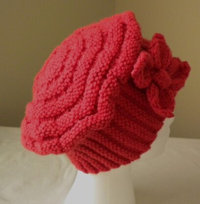 Cloche Hat with Flower-Knit