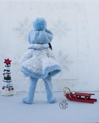 Knitting flat Winter outfit for 8-9 inch dolls