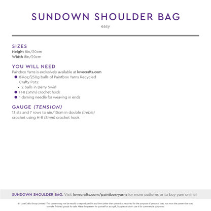 Paintbox Yarns Sundown Shoulder Bag PDF (Free)