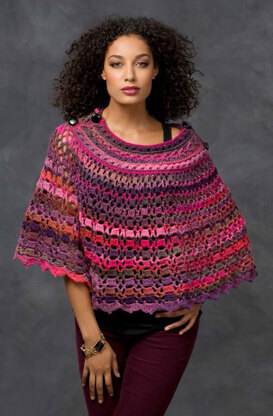 Dubonnet Poncho in Red Heart Boutique Unforgettable - LW3318EN