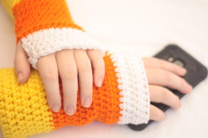 Candy Corn Fingerless Mitts