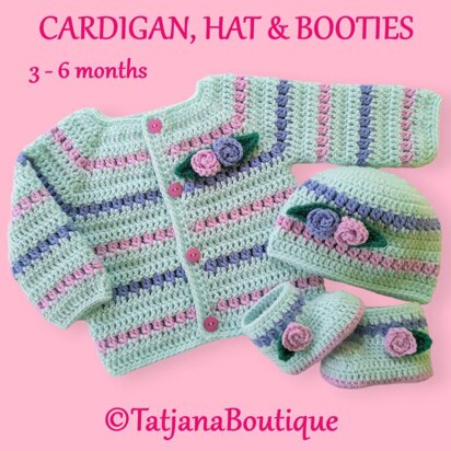 Baby Cardigan, Hat and Booties