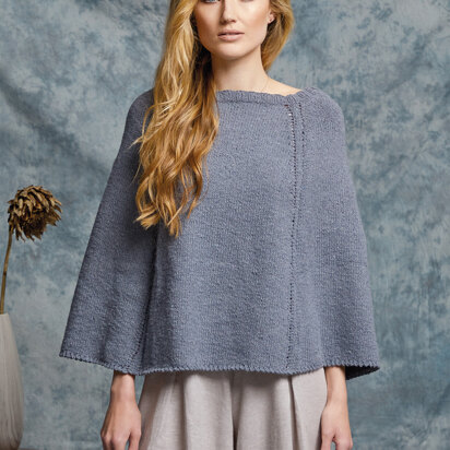 Eggplant Poncho in Rowan Denim Revive - ZB298-00010-UK - Downloadable PDF