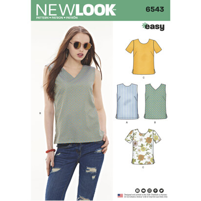 New Look 6543 Misses' Easy Tops 6543 - Paper Pattern, Size A (10-12-14-16-18-20-22)