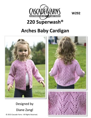 Cascade Yarns W292 Arches Baby Cardigan (Free)