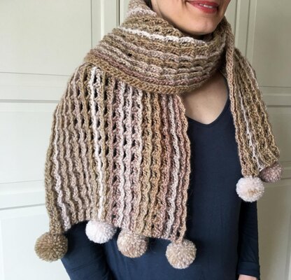 Easy Crochet Scarf Pattern for Women: Pom-Bomb Crochet Scarf