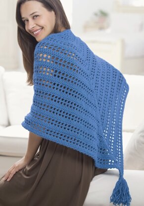 Crochet Triangle Shawl in Red Heart Super Saver Economy Solids - LW1698, Knitting Patterns