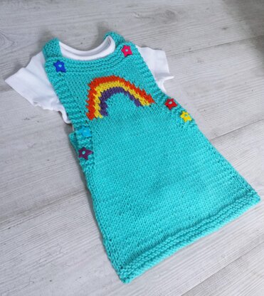 Rainbow Knit Pinafore for baby 0-3 yrs