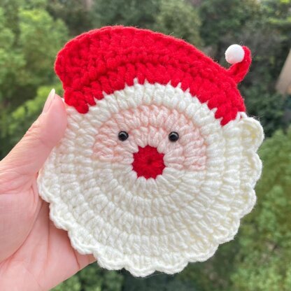 Santa Coaster Free Crochet Patterns for Christmas - Christmas Decoration - Christmas Ornament