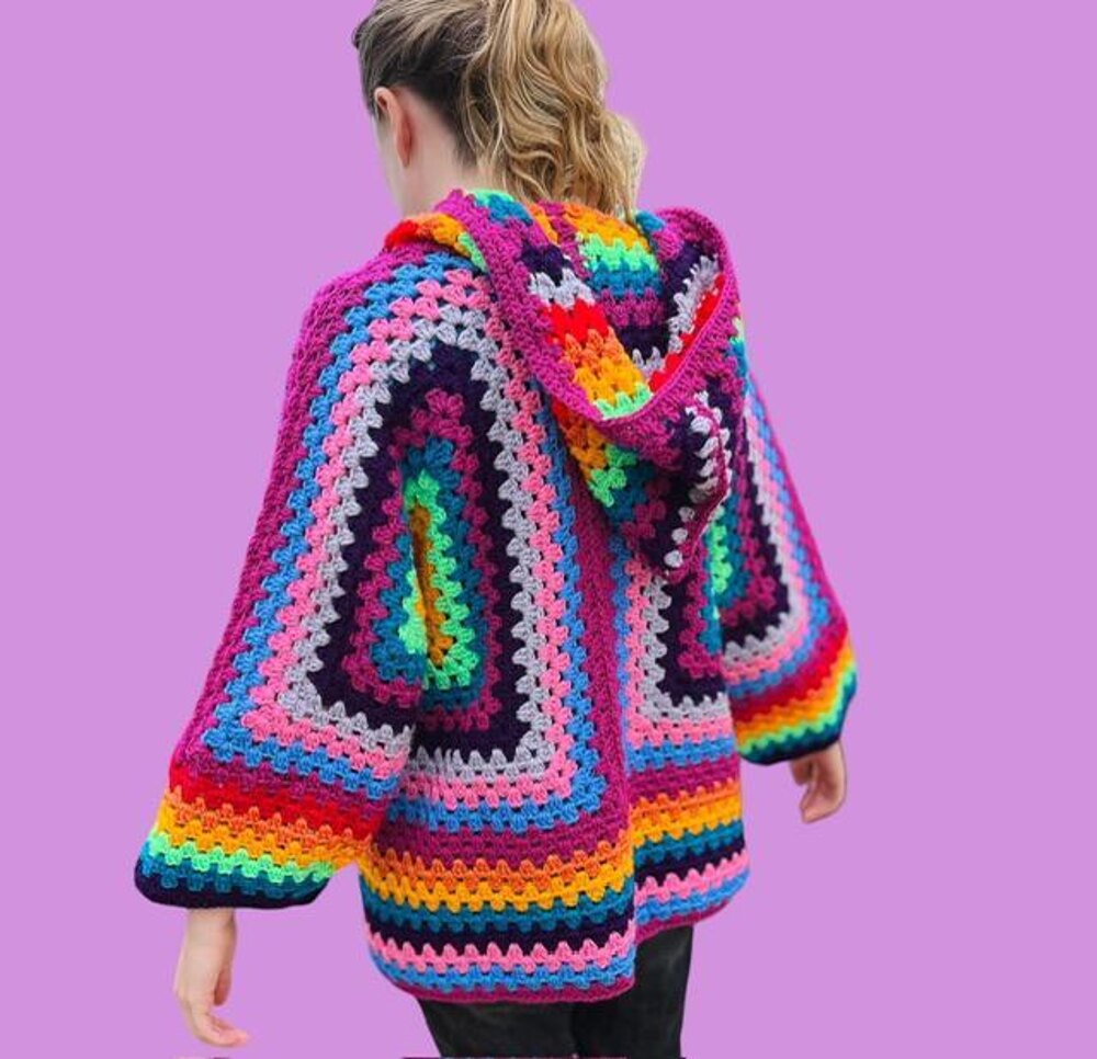 Hexagonal hooded shop cardigan crochet pattern