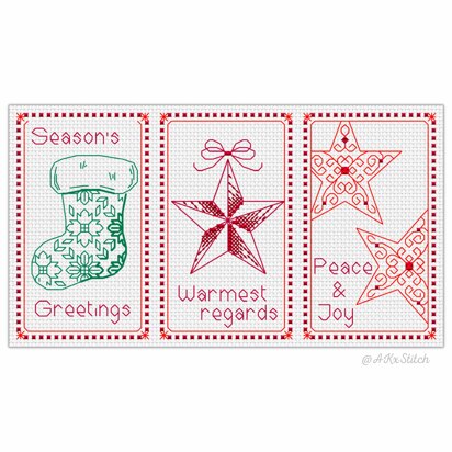 Christmas Cards Set B Cross Stitch PDF Pattern