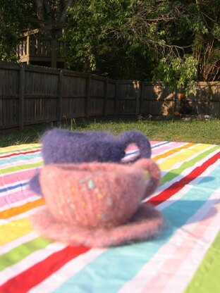 Knitted/Felted Teacup and Saucer