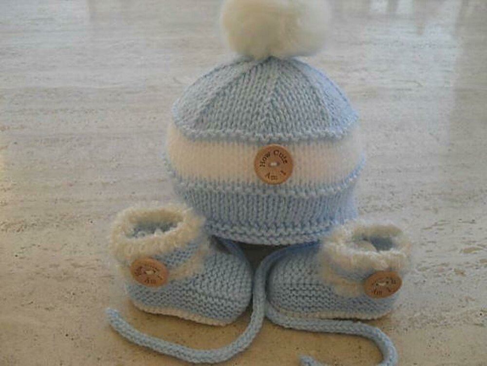 For Baby Boy Baby Booties And Hat Crochet Pattern Baby Hat And