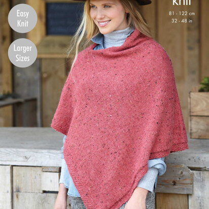 Ladies Ponchos Knitted in King Cole Homespun DK - 5793 - Downloadable PDF