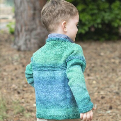 Top Down Gradient Kid's Sweater in Cascade 220 Superwash Wave - W719 - Downloadable PDF