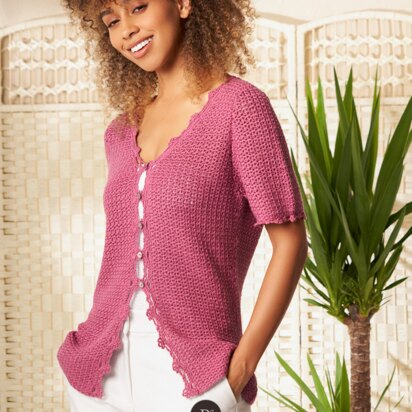 Leonie Short Sleeves Cardigan in Rowan Summerlite 4ply - Downloadable PDF