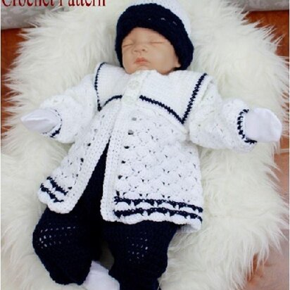 Crochet Pattern Baby Sailor Set UK & USA Terms #17