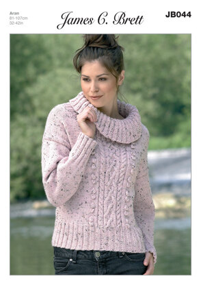 Sweater in James C. Brett Rustic with Wool Aran - JB044