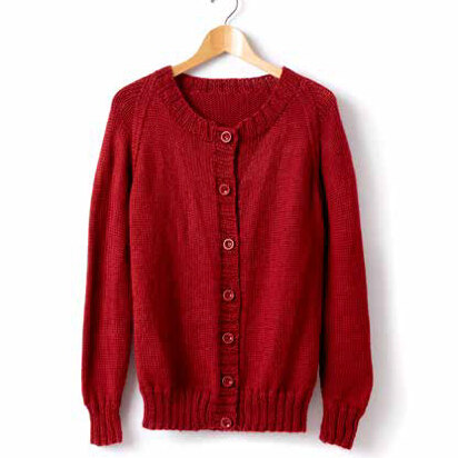 Child's Knit Crew Neck Cardigan in Caron Simply Soft - Downloadable PDF