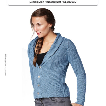 Blue Jacket with Cabled Collar in BC Garn Silkbloom Fino - 2336BC - Downloadable PDF - knitting pattern