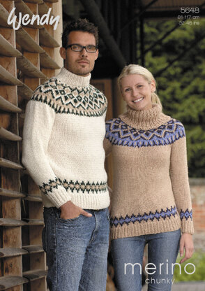 Fair Isle Yoke Sweaters in Wendy Merino Chunky - 5648