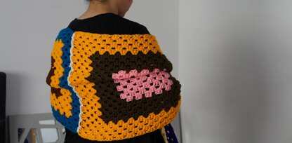 Granny square block shawl