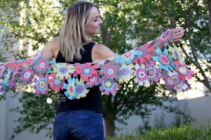 Tunisian Frills n Flowers Scarf