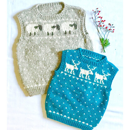 Yankee Knitter Designs 3 Child's Sheep & Reindeer Vests PDF