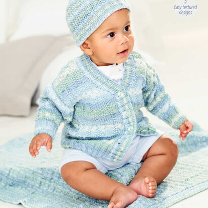 Cardigan, Hat and Blanket in Stylecraft Bambino Prints DK - 9845 - Downloadable PDF