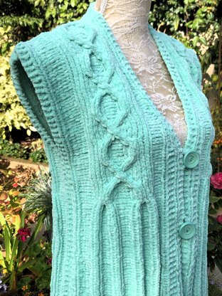 Gilet with Laced Effect Cables & Integrated Borders