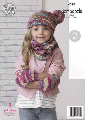 Snood, Hats, Mittens & Scarf in King Cole Bamboozle - 4391 - Downloadable PDF